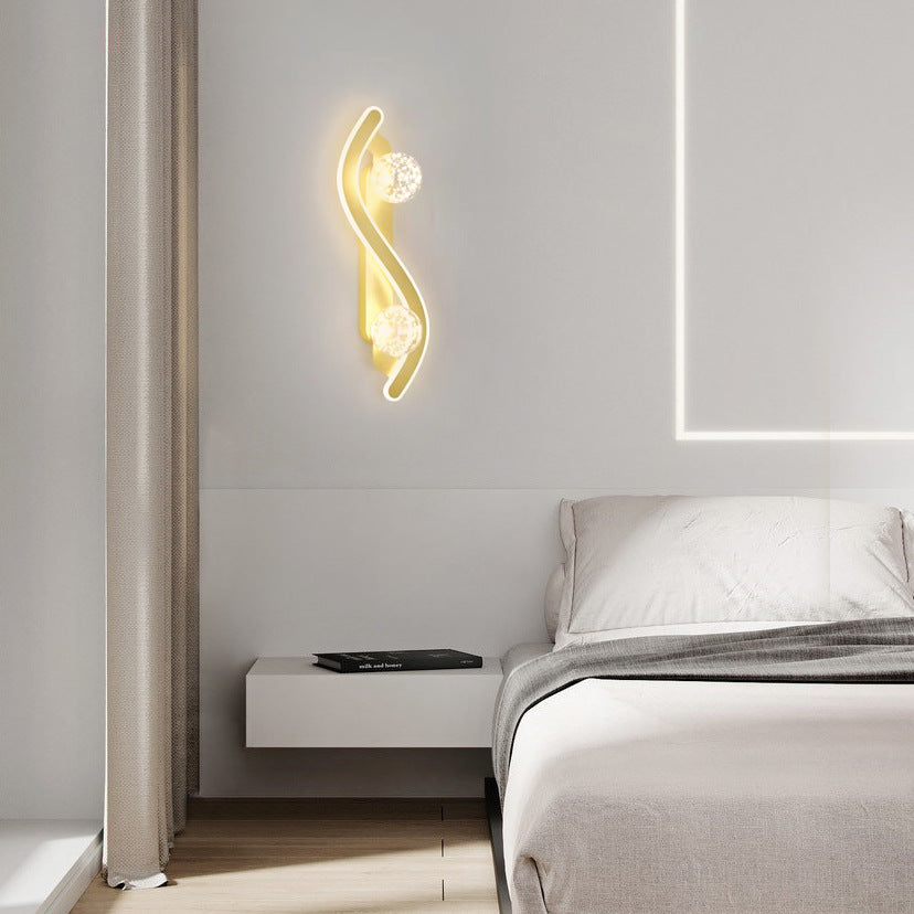 Modern Minimalist Round Long Curved PC Glass Iron LED Wall Sconce Lamp For Living Room
