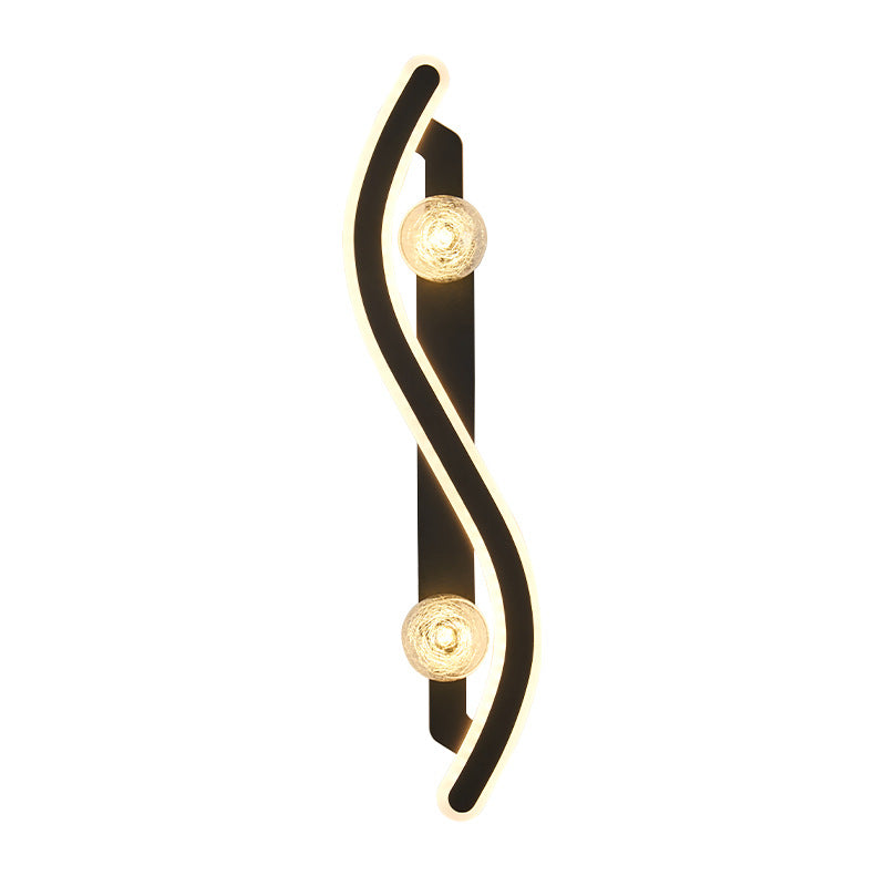 Modern Minimalist Round Long Curved PC Glass Iron LED Wall Sconce Lamp For Living Room