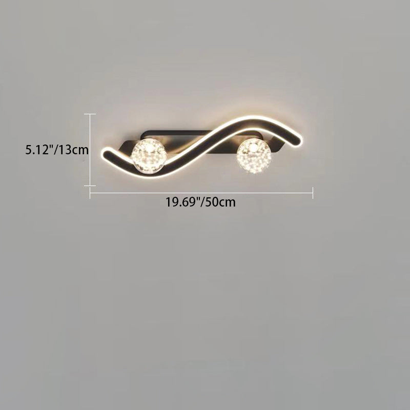 Modern Minimalist Round Long Curved PC Glass Iron LED Wall Sconce Lamp For Living Room