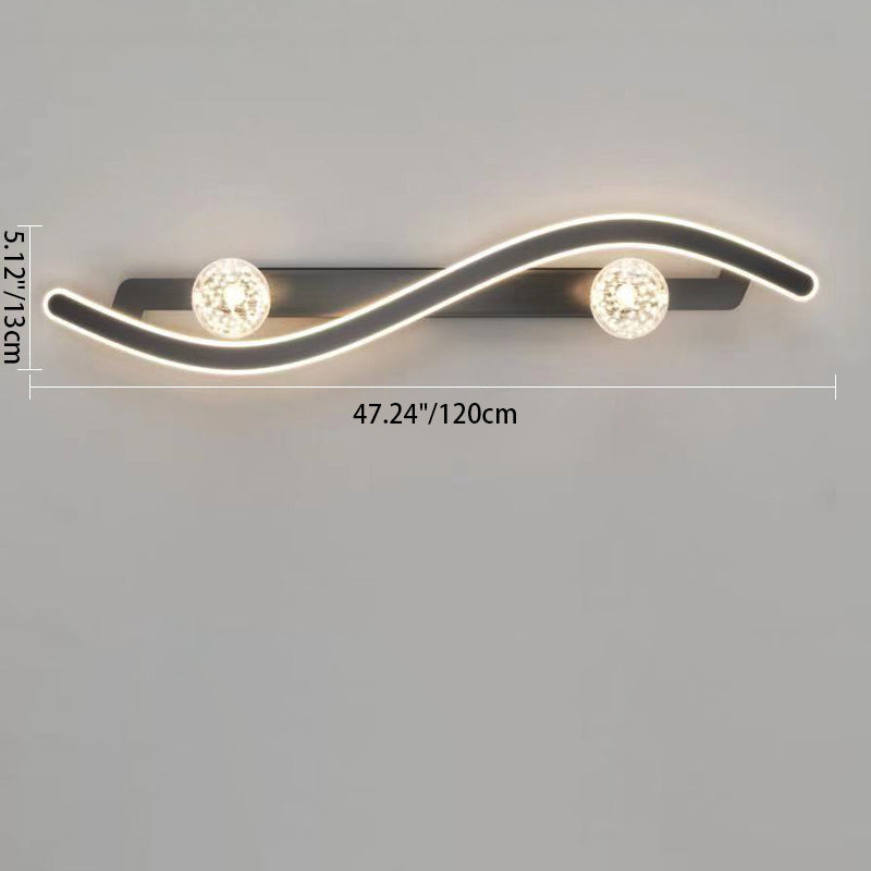Modern Minimalist Round Long Curved PC Glass Iron LED Wall Sconce Lamp For Living Room