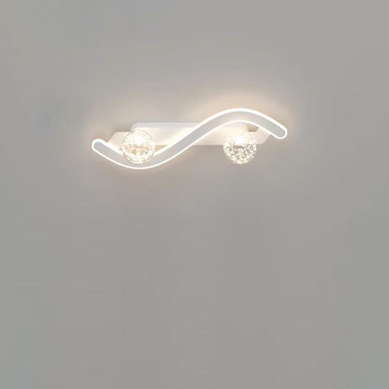 Modern Minimalist Round Long Curved PC Glass Iron LED Wall Sconce Lamp For Living Room