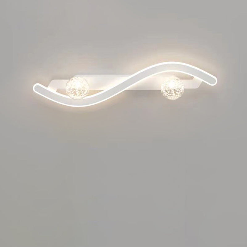 Modern Minimalist Round Long Curved PC Glass Iron LED Wall Sconce Lamp For Living Room