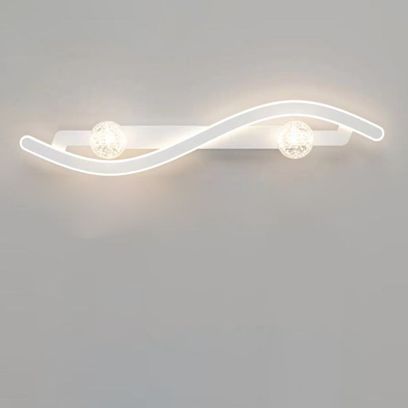 Modern Minimalist Round Long Curved PC Glass Iron LED Wall Sconce Lamp For Living Room