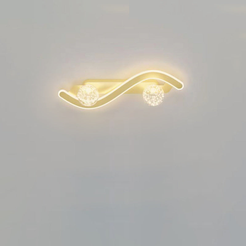 Modern Minimalist Round Long Curved PC Glass Iron LED Wall Sconce Lamp For Living Room