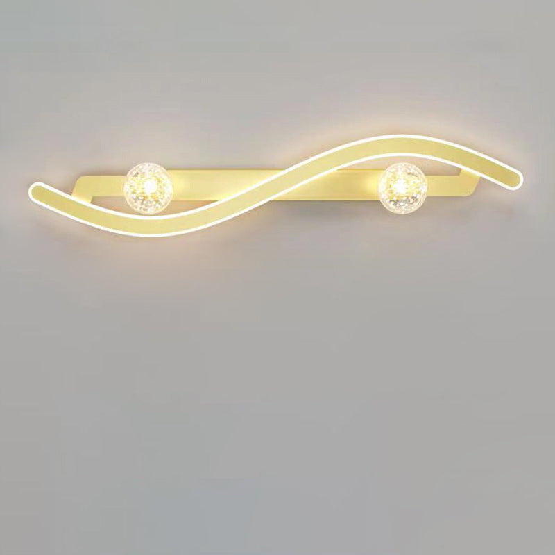 Modern Minimalist Round Long Curved PC Glass Iron LED Wall Sconce Lamp For Living Room