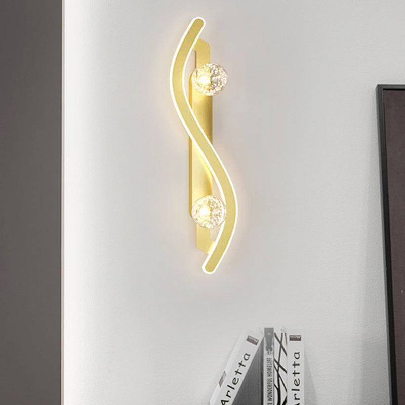 Modern Minimalist Round Long Curved PC Glass Iron LED Wall Sconce Lamp For Living Room