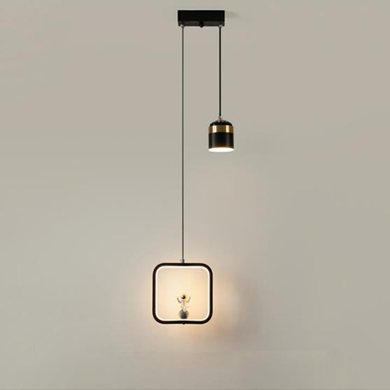ثريات LED بتصميم آرت ديكو عصري على شكل أسطوانة مستديرة ومخروط مربع من الأكريليك والألومنيوم والحديد لغرفة المعيشة