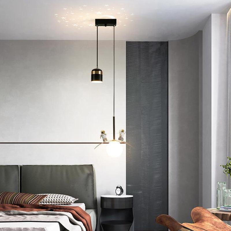 モダンアールデコ調の円形シリンダー、スクエアコーン、宇宙飛行士、アクリル、アルミニウム、鉄製LEDシャンデリア(リビングルーム用)