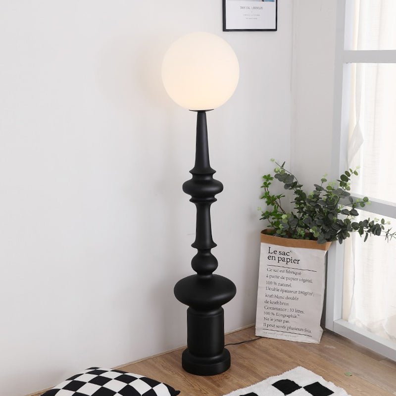 Traditional Vintage Roman Column Round Acrylic Resin 1-Light Standing Floor Lamp For Bedroom