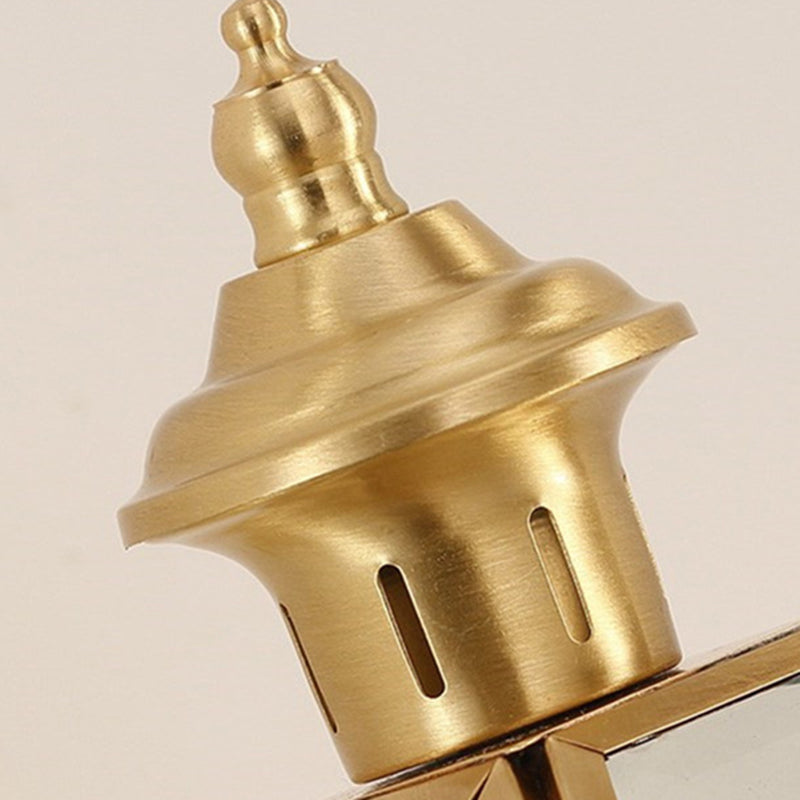 Modern Luxury Hexagonal Round Glass Copper 1/3 Light Wall Sconce Lamp For Outdoor Patio