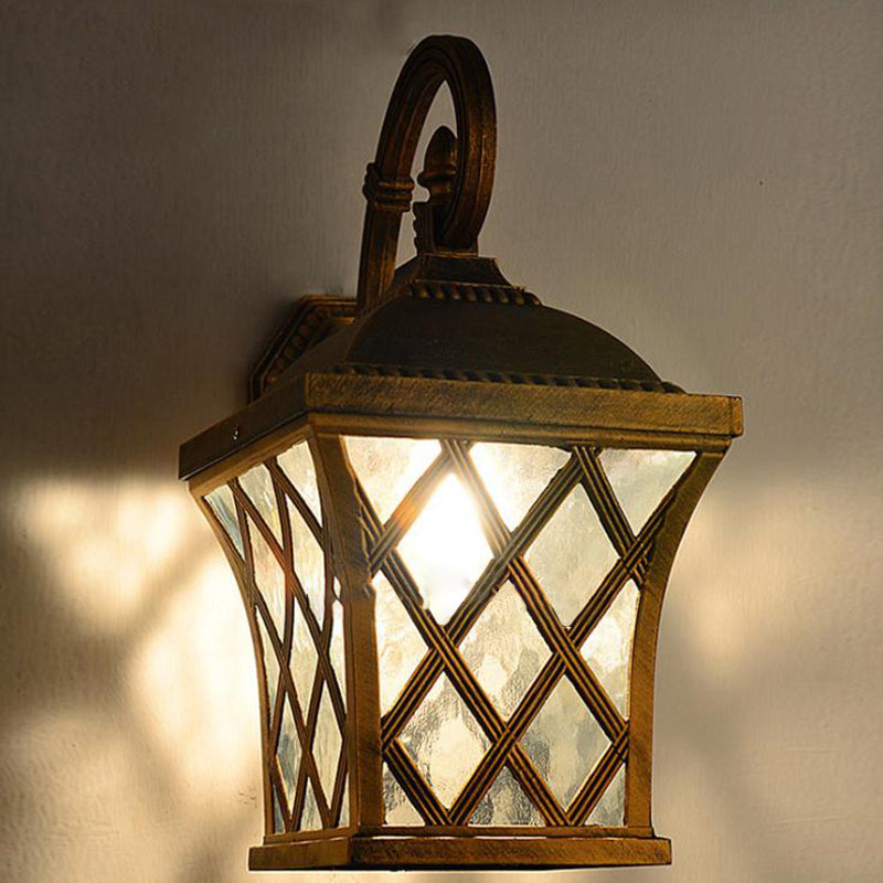 Traditional Vintage Square Fishing Net Glass Aluminum 1-Light Wall Sconce Lamp For Garden