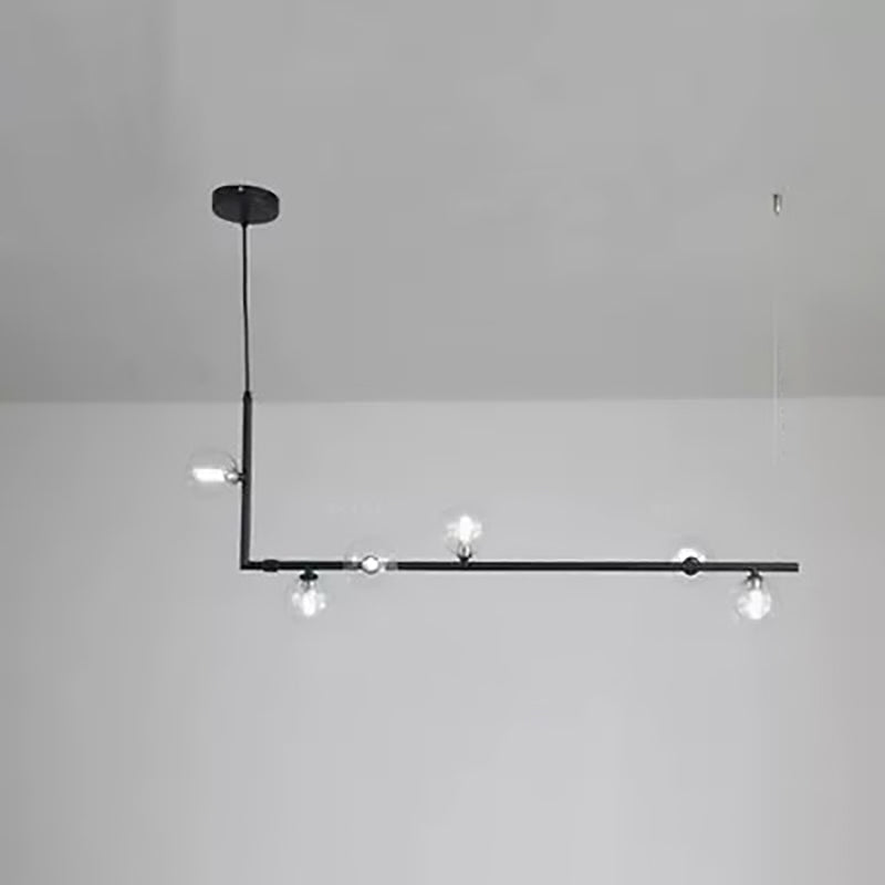 現代的でクリエイティブな直角の直線的な丸いガラスの鉄製6/8灯アイランドライトシャンデリア、リビングルーム用
