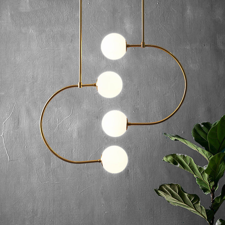 Modern Simplicity Magic Bean Bending Glass Iron 4-Light Chandelier For Living Room
