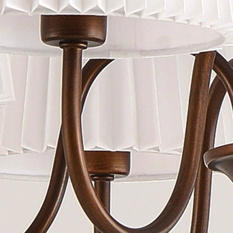 Traditional Vintage Round Branch Curved Fabric Iron 3/6/8/10 Light Chandelier For Living Room