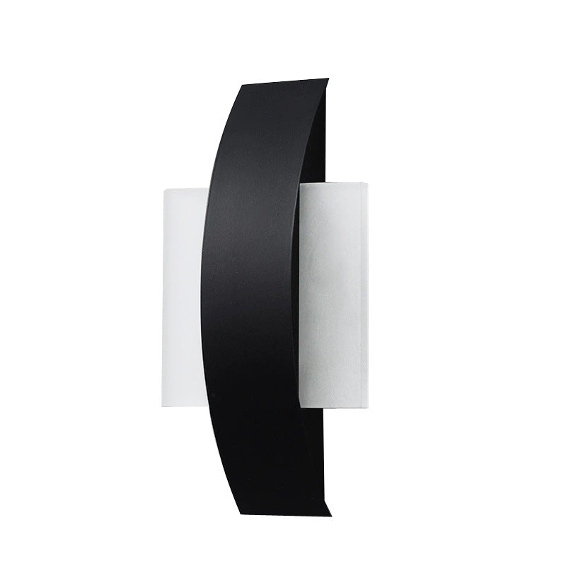 Modern Minimalist Curved Square Round Acrylic Iron LED Wall Sconce Lamp For Bedroom