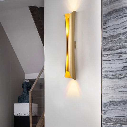 Contemporary Scandinavian Long Curved Cylinder Iron 2-Light Wall Sconce Lamp For Living Room