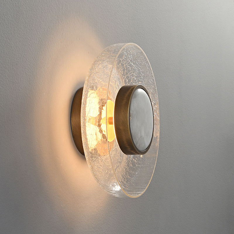 Modern Minimalist Round Glass Iron LED Wall Sconce Lamp For Living Room