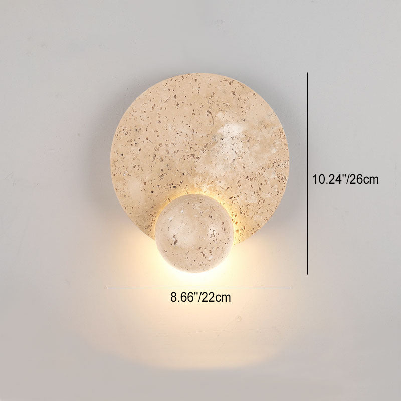 現代的なスカンジナビアのラウンドオーブイエロートラバーチンLEDウォールスコンスランプリビングルーム用