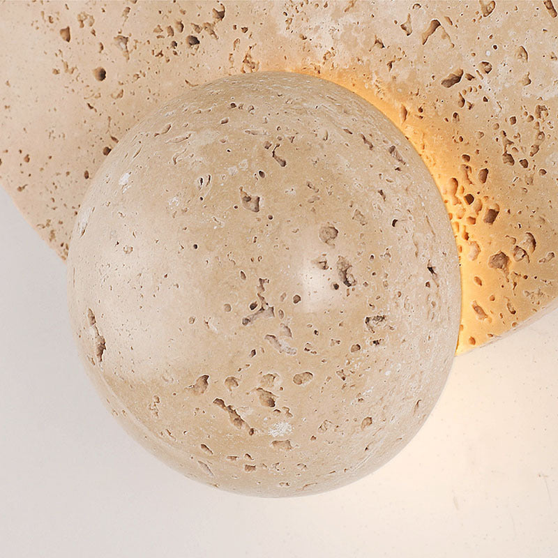 現代的なスカンジナビアのラウンドオーブイエロートラバーチンLEDウォールスコンスランプリビングルーム用