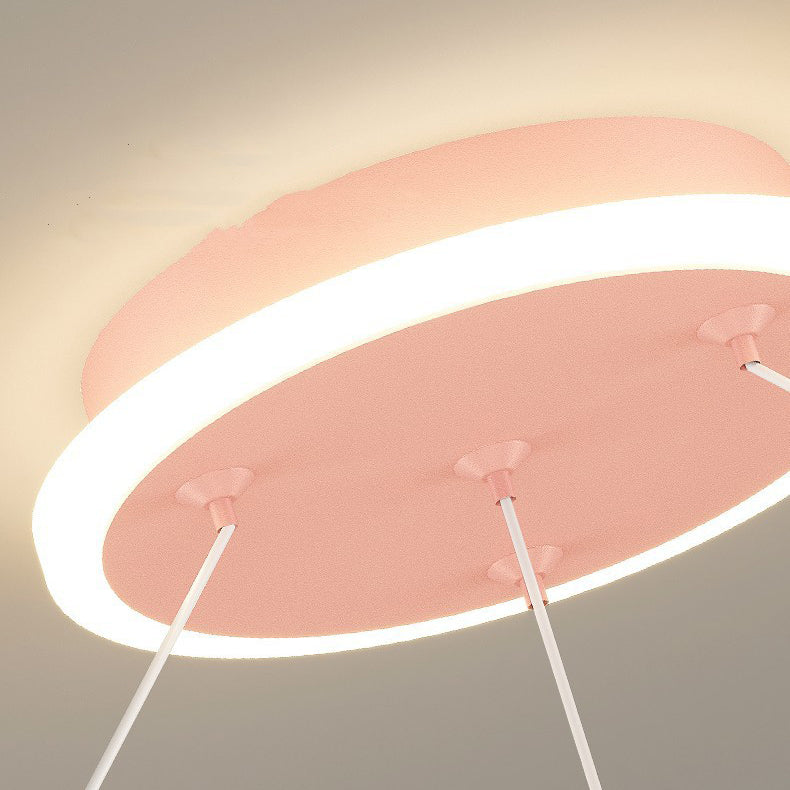 Modern Art Deco Kids Astronaut Planet Round Acrylic Iron LED Chandelier For Living Room