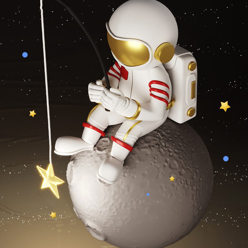 Modern Art Deco Kids Astronaut Planet Round Acrylic Iron LED Chandelier For Living Room