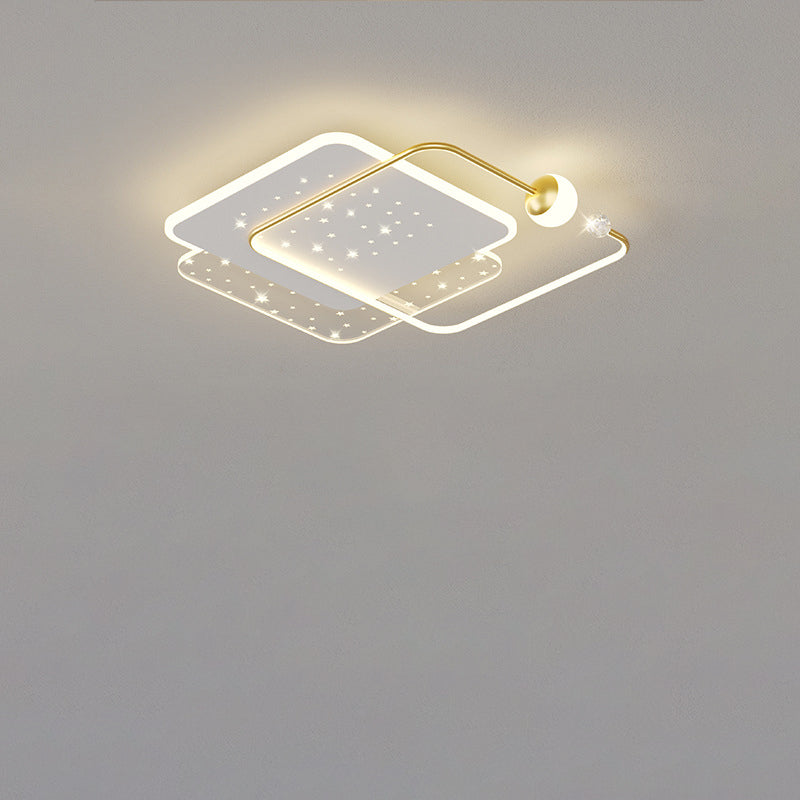 Modern Minimalist Round Square Acrylic Hardware LED Flush Mount Ceiling Light For Bedroom
