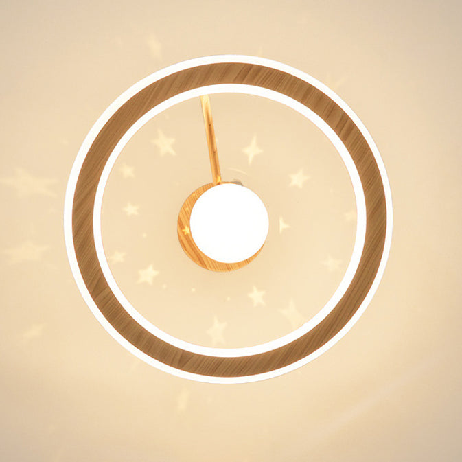 Contemporary Scandinavian Orb Round PE Iron LED Semi-Flush Mount Ceiling Light For Bedroom