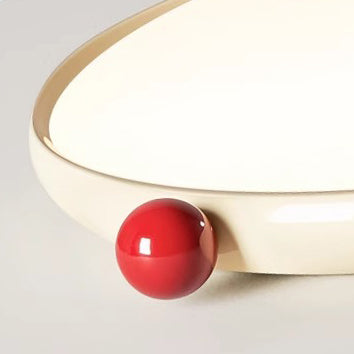 Modern Minimalist Cream Round Orb PVC Aluminum LED Flush Mount Ceiling Light For Living Room