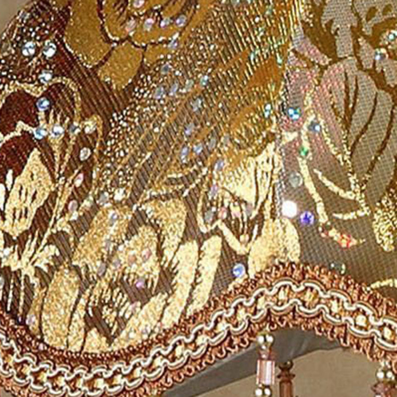 Traditional Vintage Elephant Round Fabric Resin 1-Light Table Lamp For Living Room