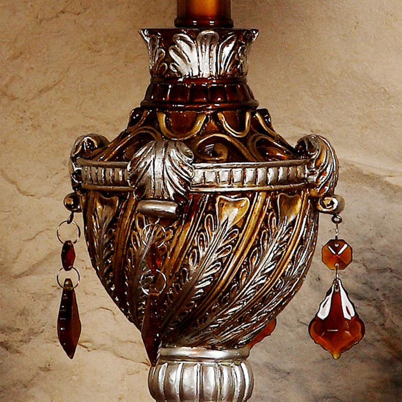 Traditional Vintage Pendant Cone Round Square Fabric Resin 1-Light Table Lamp For Living Room