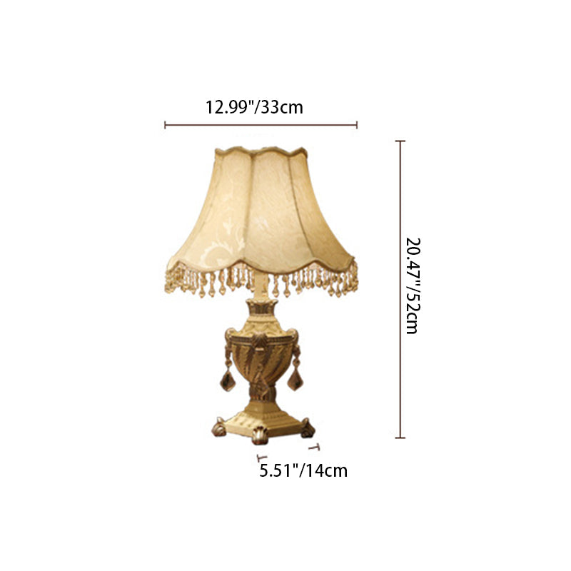 Traditional Vintage Pendant Cone Round Square Fabric Resin 1-Light Table Lamp For Living Room
