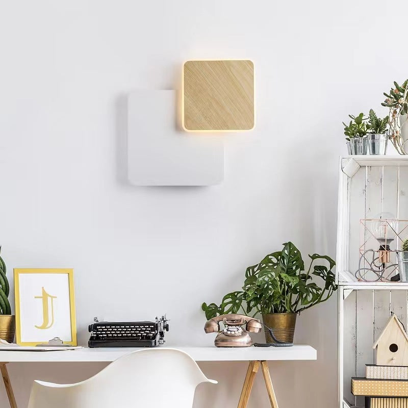 現代的なスカンジナビアの円形四角アクリル鉄製LED壁取り付け用燭台ランプ(リビングルーム用)