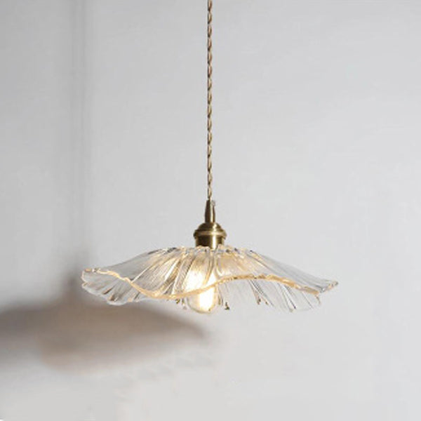 Contemporary Scandinavian Flowers Petals Irregular Round Glass Iron 1-Light Pendant Light For Living Room