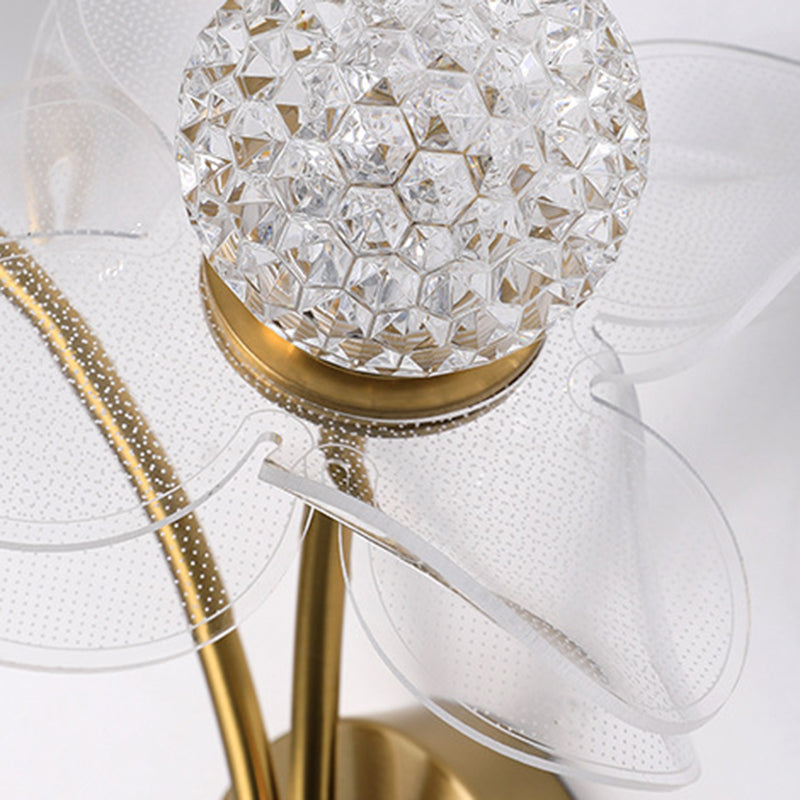 مصباح حائط LED من الحديد الأكريليكي المنحني على شكل زهرة آرت ديكو الحديثة لغرفة المعيشة