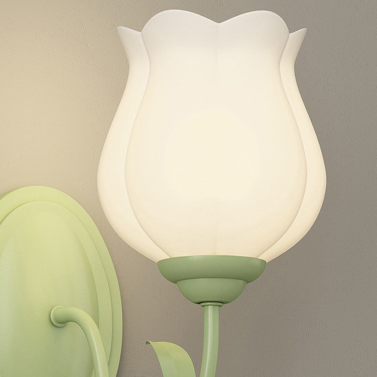 Traditional Vintage Floral Leaf Glass Iron 1/2 Light Wall Sconce Lamp For Living Room