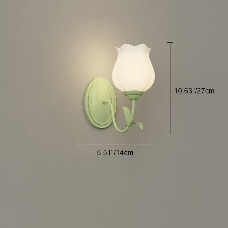 Traditional Vintage Floral Leaf Glass Iron 1/2 Light Wall Sconce Lamp For Living Room