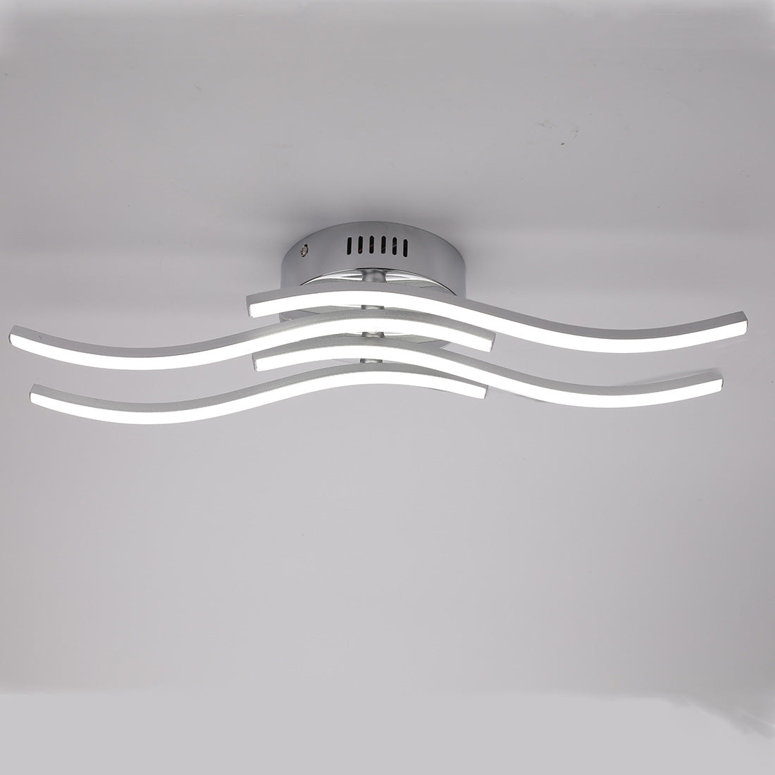 Modern Minimalist Wave Round Silicone Iron LED Semi-Flush Mount Ceiling Light For Living Room