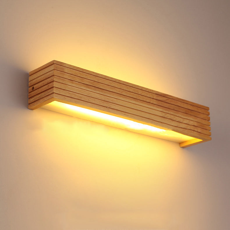 مصباح حائط LED خشبي أكريليك مستطيل الشكل بتصميم عصري بسيط لغرفة المعيشة