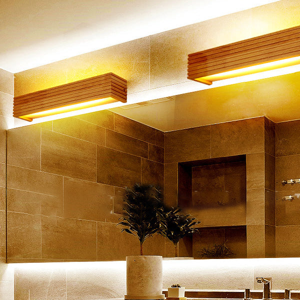 مصباح حائط LED خشبي أكريليك مستطيل الشكل بتصميم عصري بسيط لغرفة المعيشة