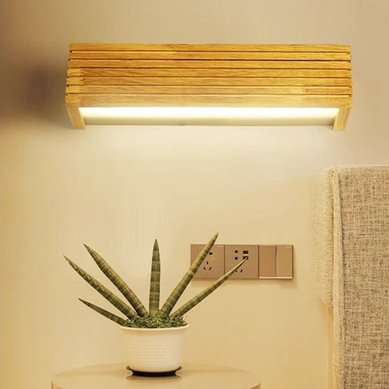 مصباح حائط LED خشبي أكريليك مستطيل الشكل بتصميم عصري بسيط لغرفة المعيشة