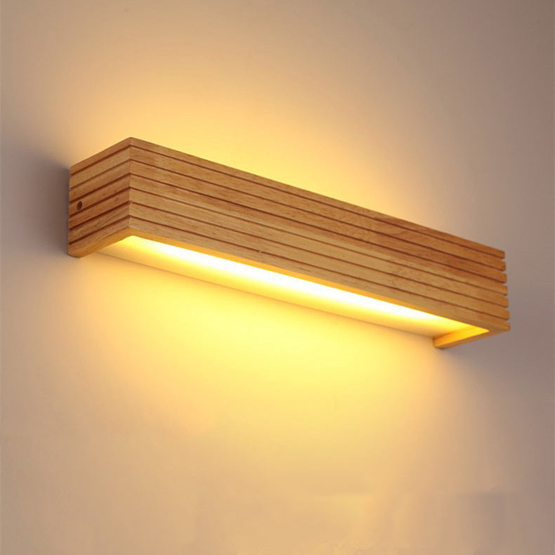 مصباح حائط LED خشبي أكريليك مستطيل الشكل بتصميم عصري بسيط لغرفة المعيشة
