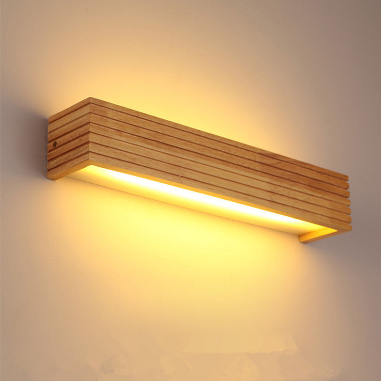 مصباح حائط LED خشبي أكريليك مستطيل الشكل بتصميم عصري بسيط لغرفة المعيشة