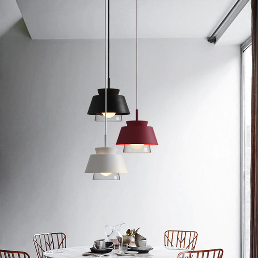 現代的なスカンジナビアの丸型ガラス鉄製1灯ペンダントライト(リビングルーム用)