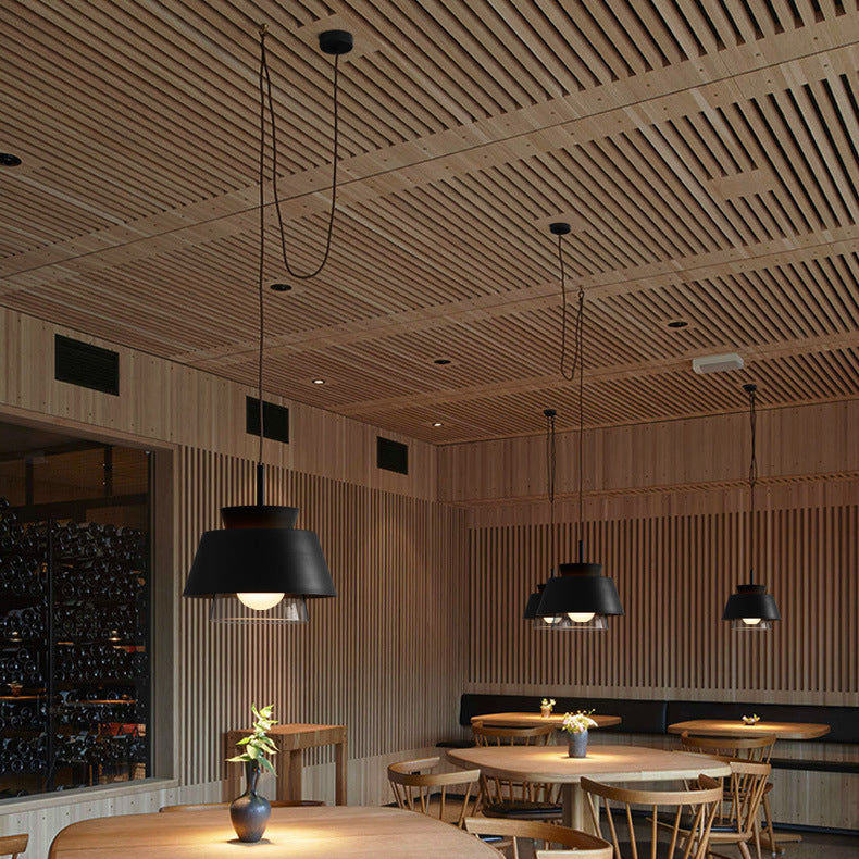 مصباح معلق دائري معاصر من الزجاج والحديد بتصميم إسكندنافي، مزود بمصباح واحد لغرفة المعيشة