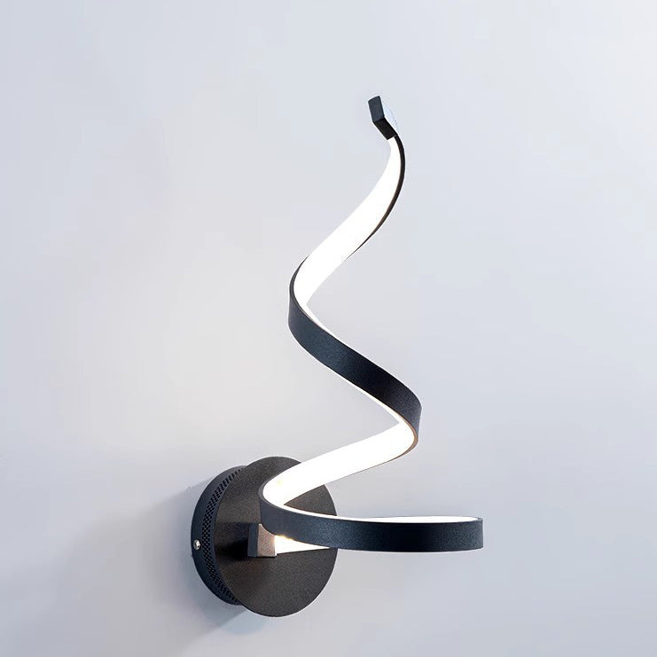 Contemporary Creative Curved Line Round Silicone Iron Aluminum LED Wall Sconce Lamp For Living Room
