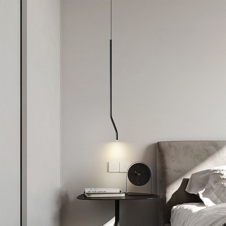 Contemporary Scandinavian Long Line Brass LED Pendant Light For Living Room
