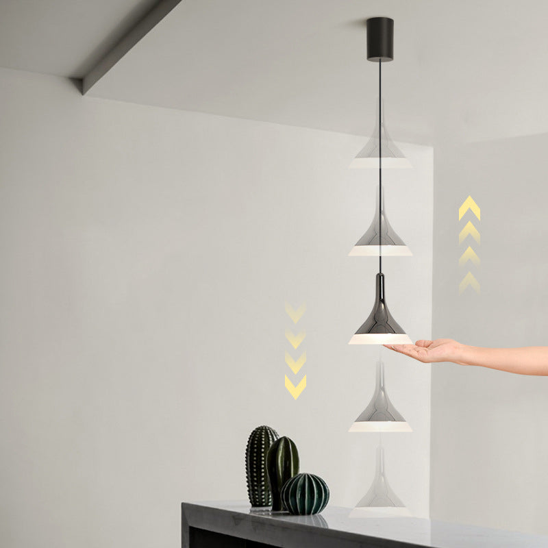 Contemporary Scandinavian Round Cone Cylinder Acrylic Aluminum LED Pendant Light For Living Room