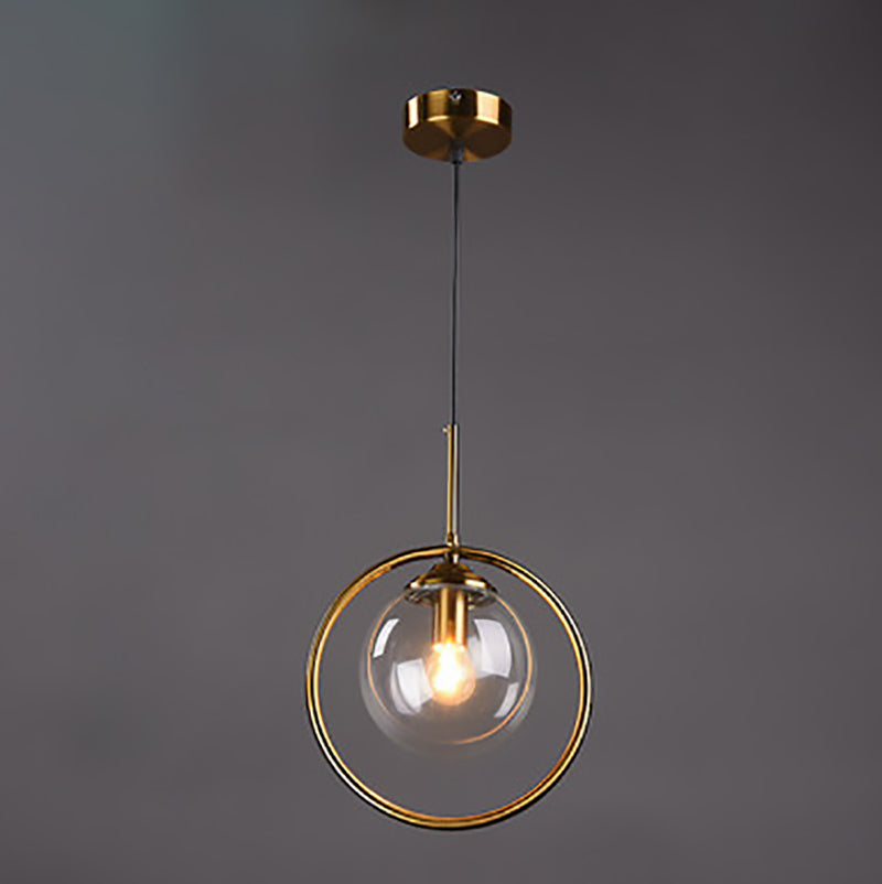 مصباح معلق عصري من الحديد الزجاجي الدائري الشمالي لغرفة المعيشة