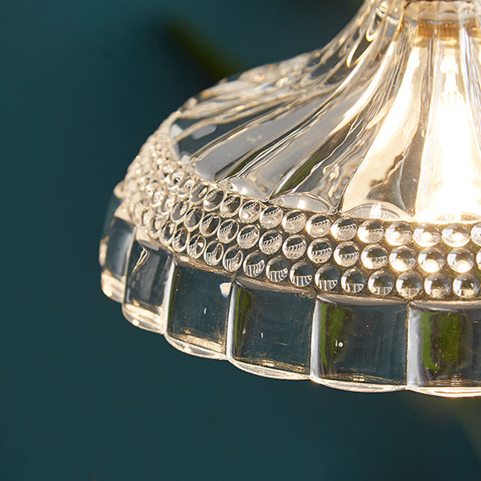 مصباح معلق ياباني تقليدي مستدير من الزجاج والنحاس والجوز، مصباح واحد لغرفة المعيشة