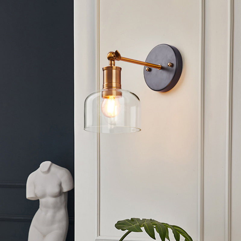 現代的なスカンジナビアの円形円錐形シリンダーガラス鉄製1ライト壁取り付け用燭台ランプリビングルーム用